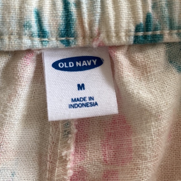 Old Navy High Rise  Drawstring Tie Dye Linen Shorts White Pink & Blue Medium - Picture 4 of 6
